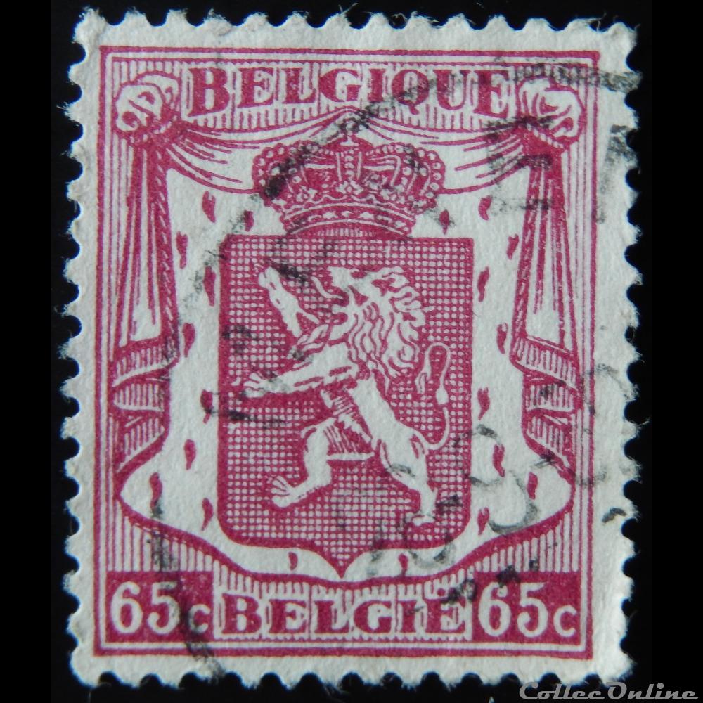 Belgique 00711 lion debout 65c de 1945 timbre europe belgique 00711 lion debout 65c de 1945