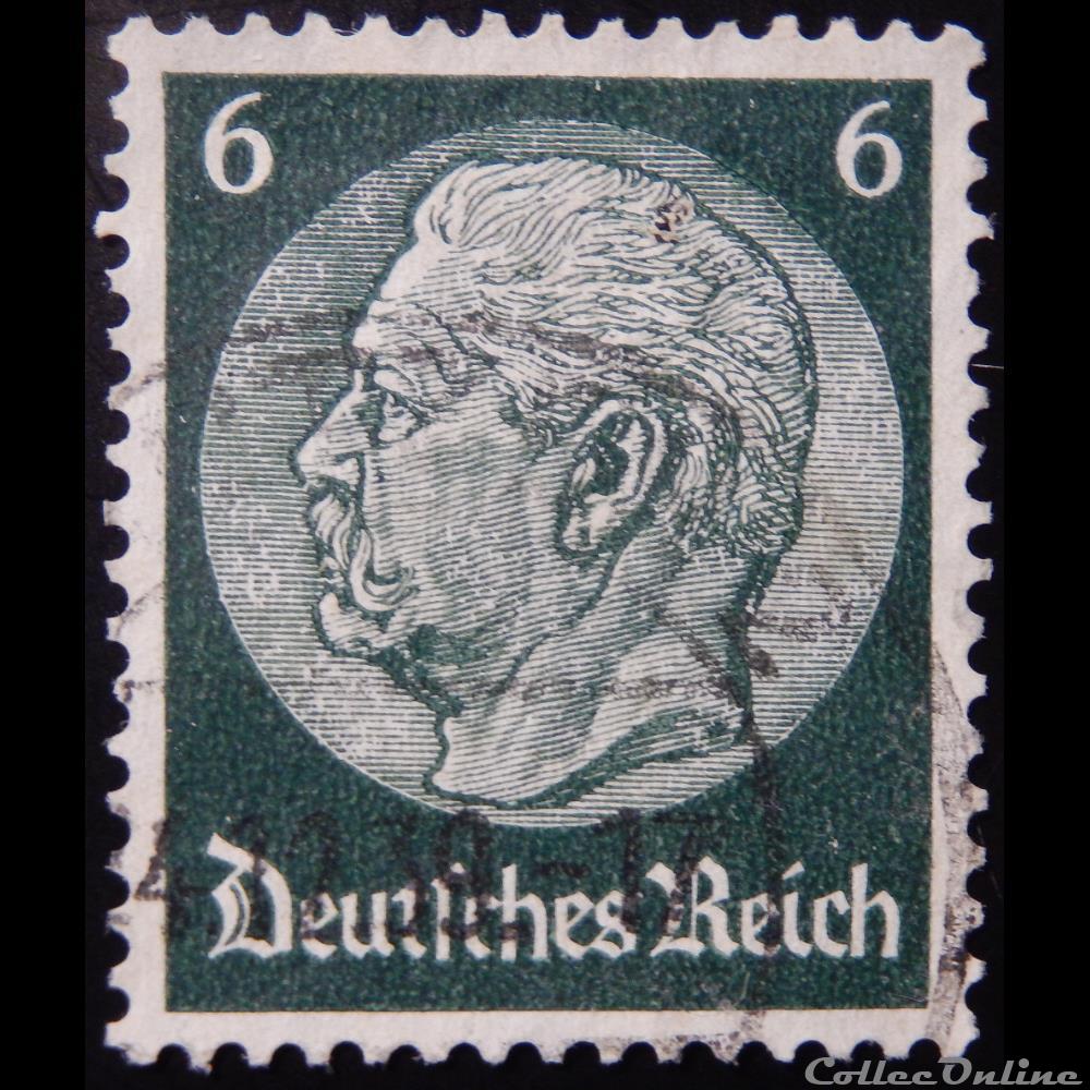 timbre europe allemagne reich 00487 president paul von hindenburg 6pf de 1934