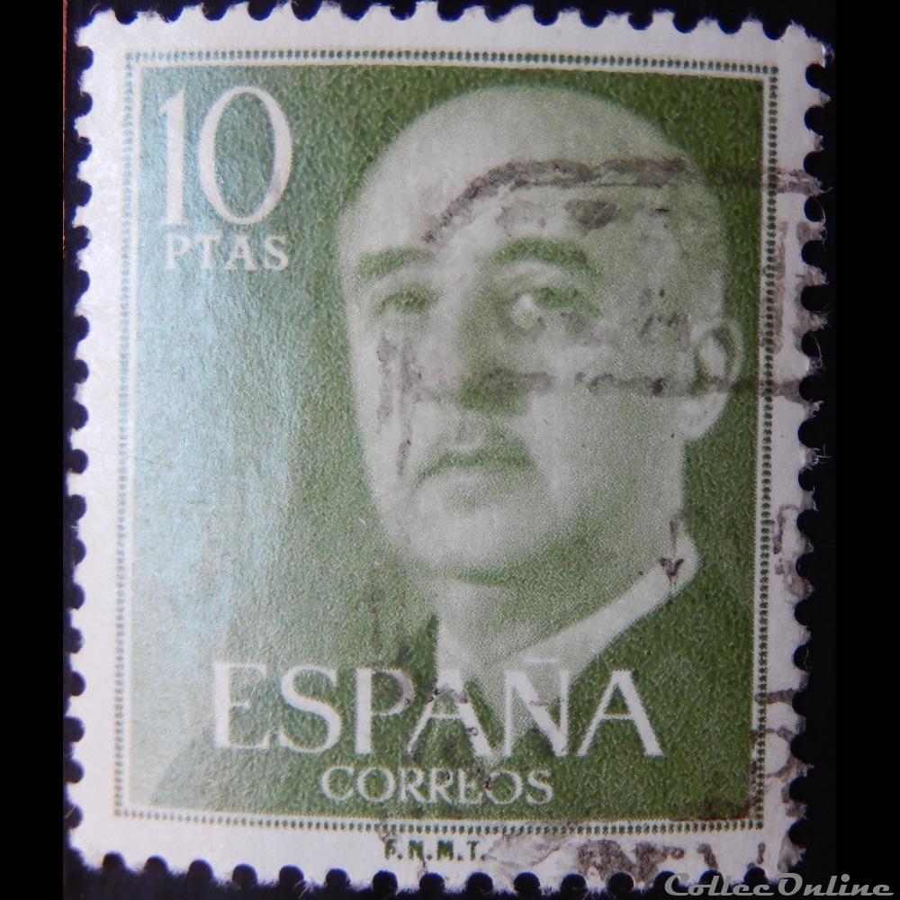 Espagne 00869 général Francisco Franco 10Ptas de 1955 4 timbre europe espagne 00869 general francisco franco 10ptas de 1955