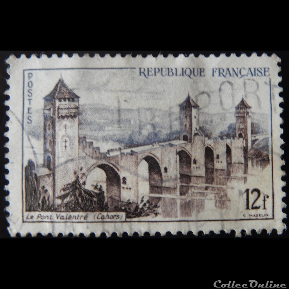 01039 Cahors - Le pont Valentré 12F de 1955 2 timbre france 01039 cahors le pont valentre 12f de 1955