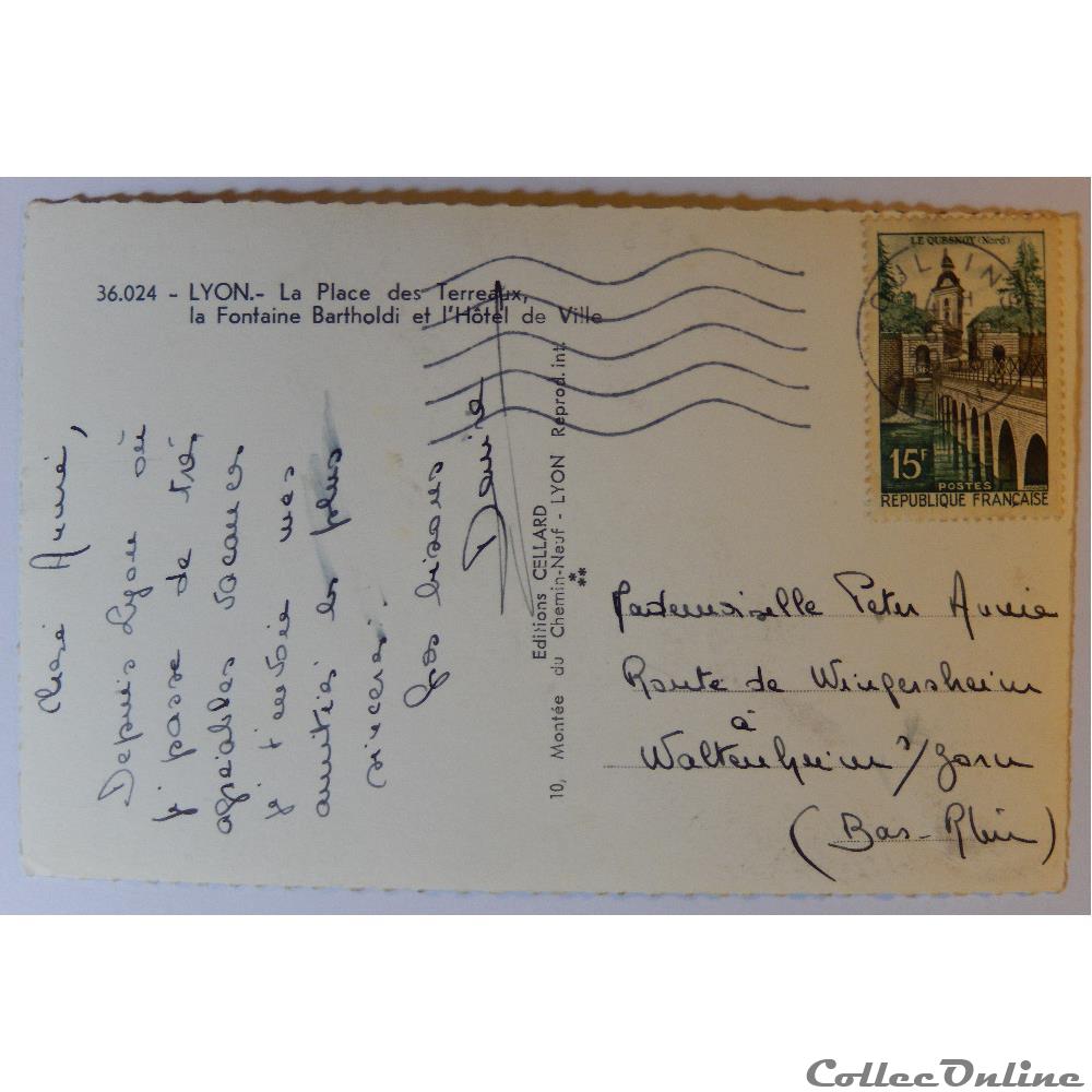 carte postale france alpe cpa du rhone lyon place des terreaux