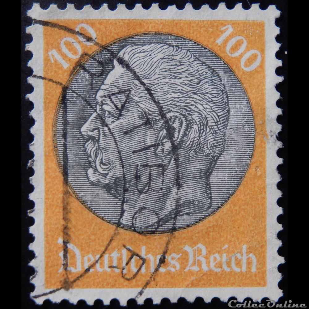 timbre europe allemagne reich 00461 president paul von hindenburg 100pf de 1933