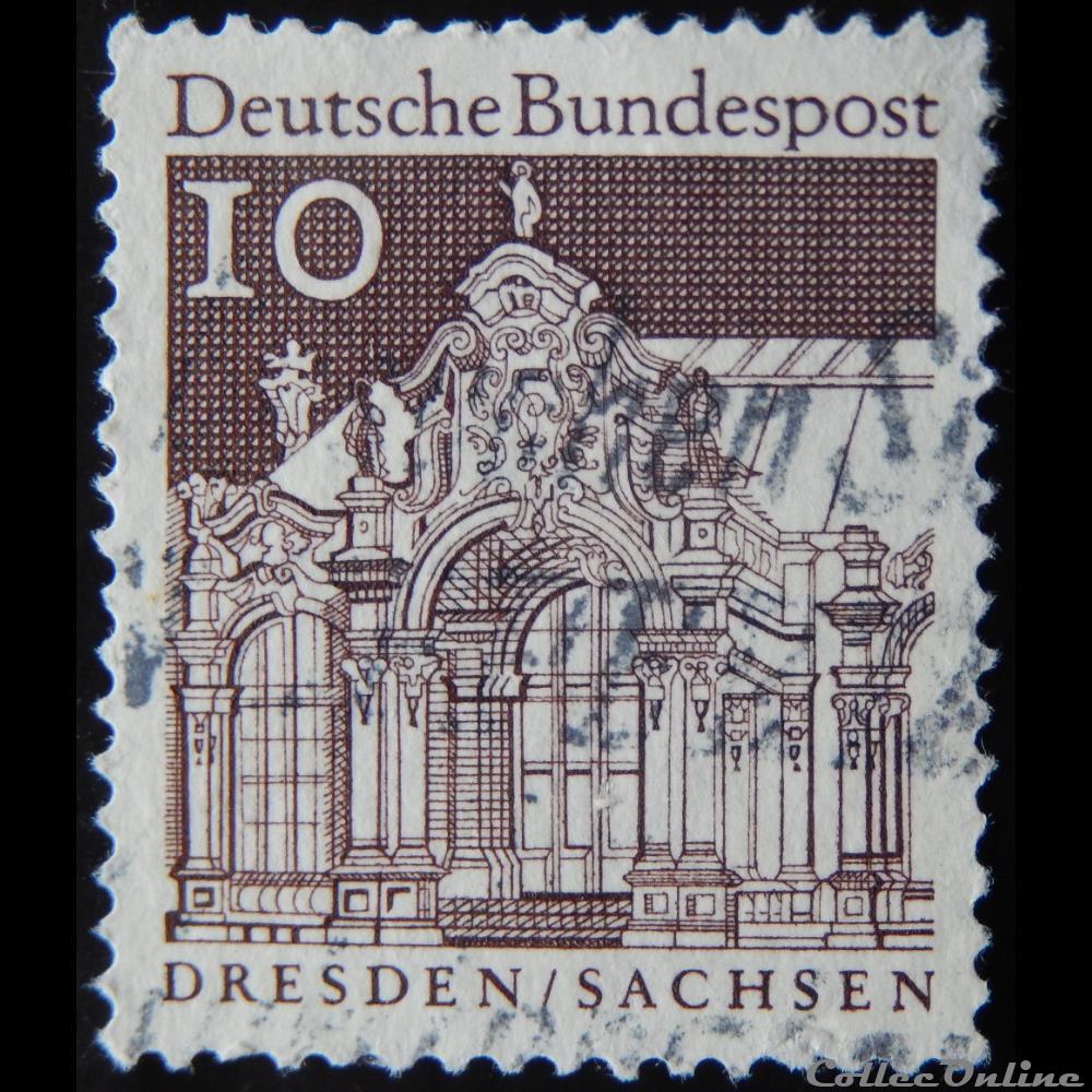 Allemagne RFA 00391 pavillon Zwinger, Dresden 10pf de 1967 timbre europe allemagne rfa 00391 pavillon zwinger dresden 10pf de 1967