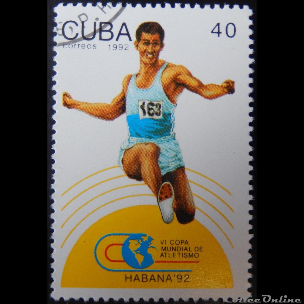 timbre amerique cuba 03241 saut en longueur 40c de 1992