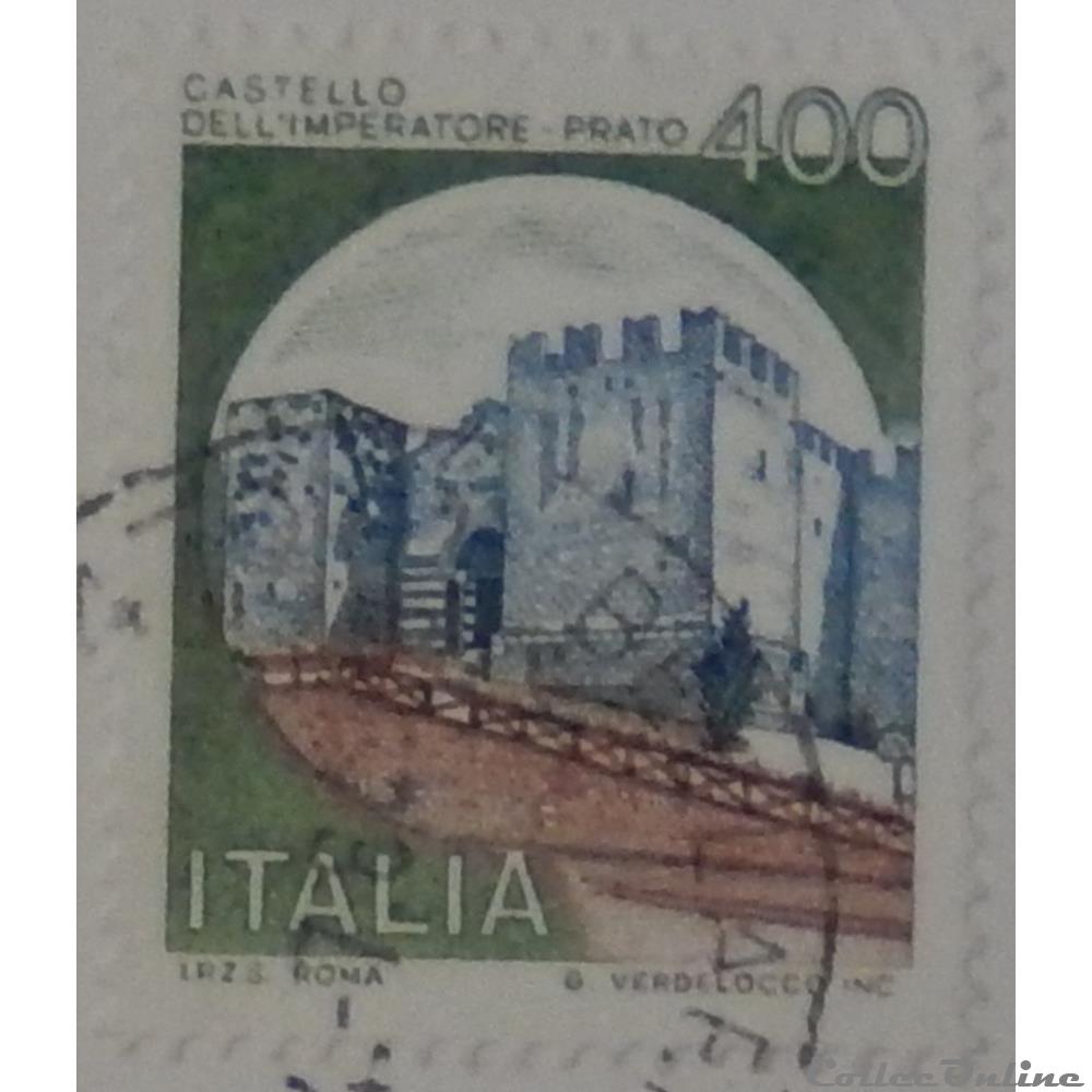 timbre europe italie 01449 chateau de prato 400 lires de 1980