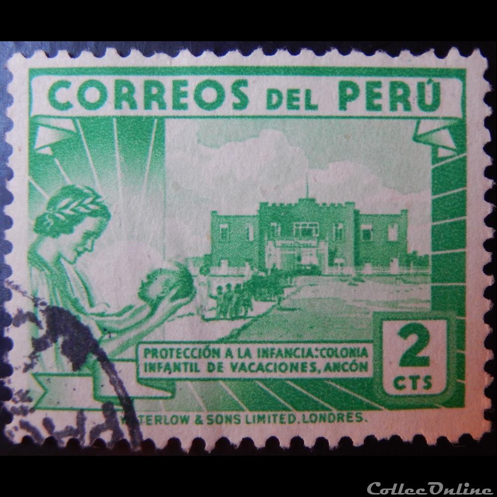 Pérou 00356 colonie de vacances Ancon 2c de 1938 timbre amerique perou 00356 colonie de vacances ancon 2c de 1938