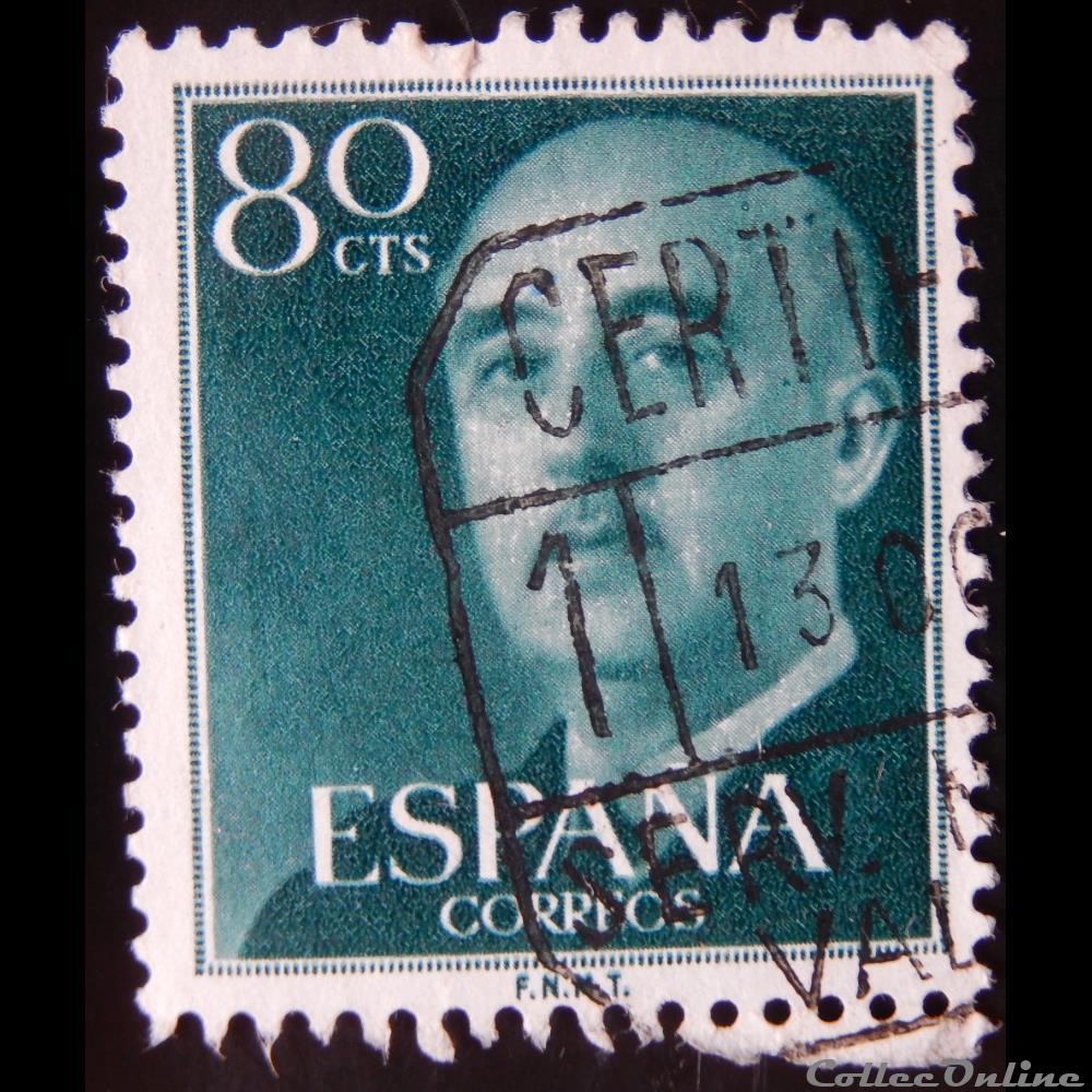 Espagne 00863 général Francisco Franco 80c de 1955 5 timbre europe espagne 00863 general francisco franco 80c de 1955