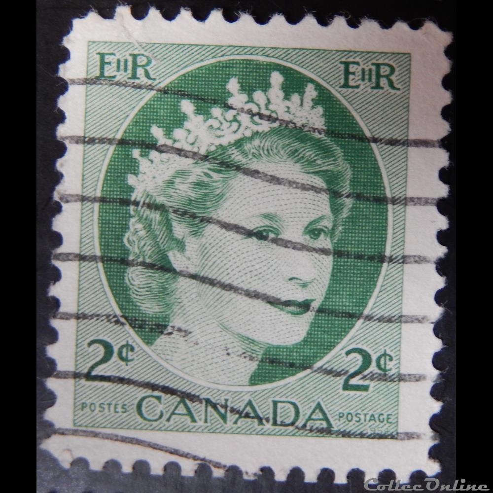 Canada 00268 reine Elisabeth II 2c de 1954 timbre amerique canadum canada 00268 reine elisabeth ii 2c de 1954