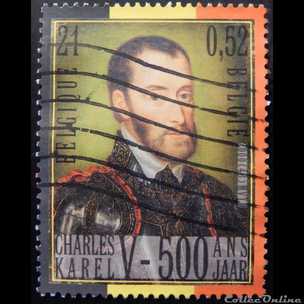 timbre europe belgique 02887 charles v 21f 0 52 de 2000