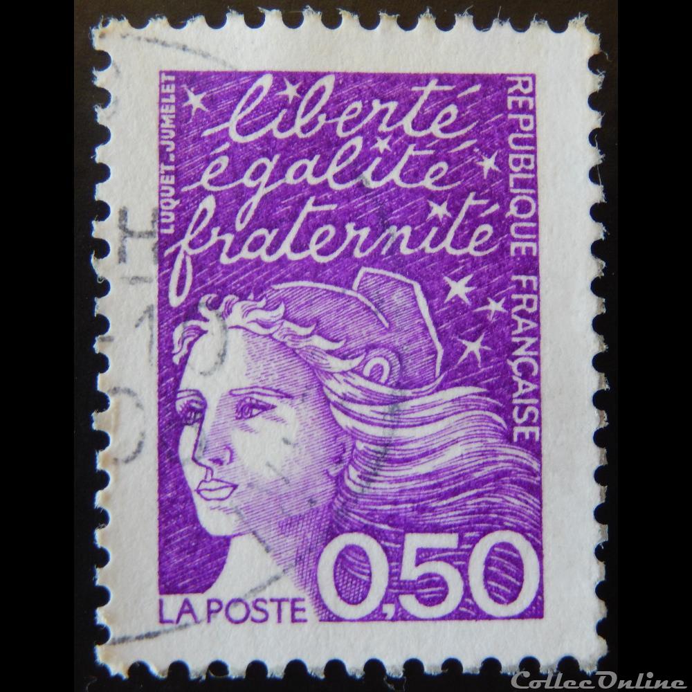 030 Marianne De Luquet 0 F 50 Violet Rouge Stamps Europe France