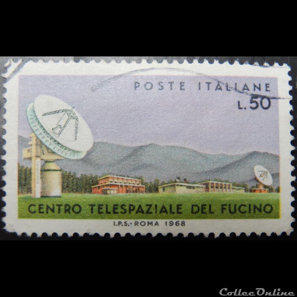 Italie 01030 centre spatial de Fucino 50 lires de 1968 timbre europe italie 01030 centre spatial de fucino 50 lires de 1968