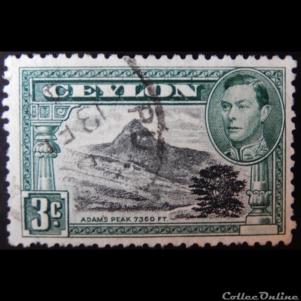 Ceylan 00253 roi George VI et vue du pic Adam 3c de 1938 timbre asie sri lanka ceylan 00253 roi george vi et vue du pic adam 3c de 1938