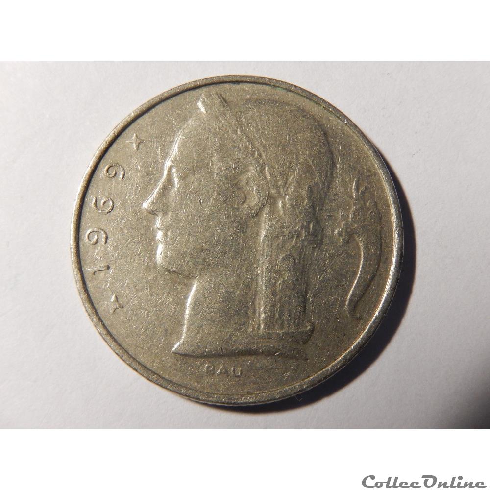 monnaie monde belgique 5 francs 1969