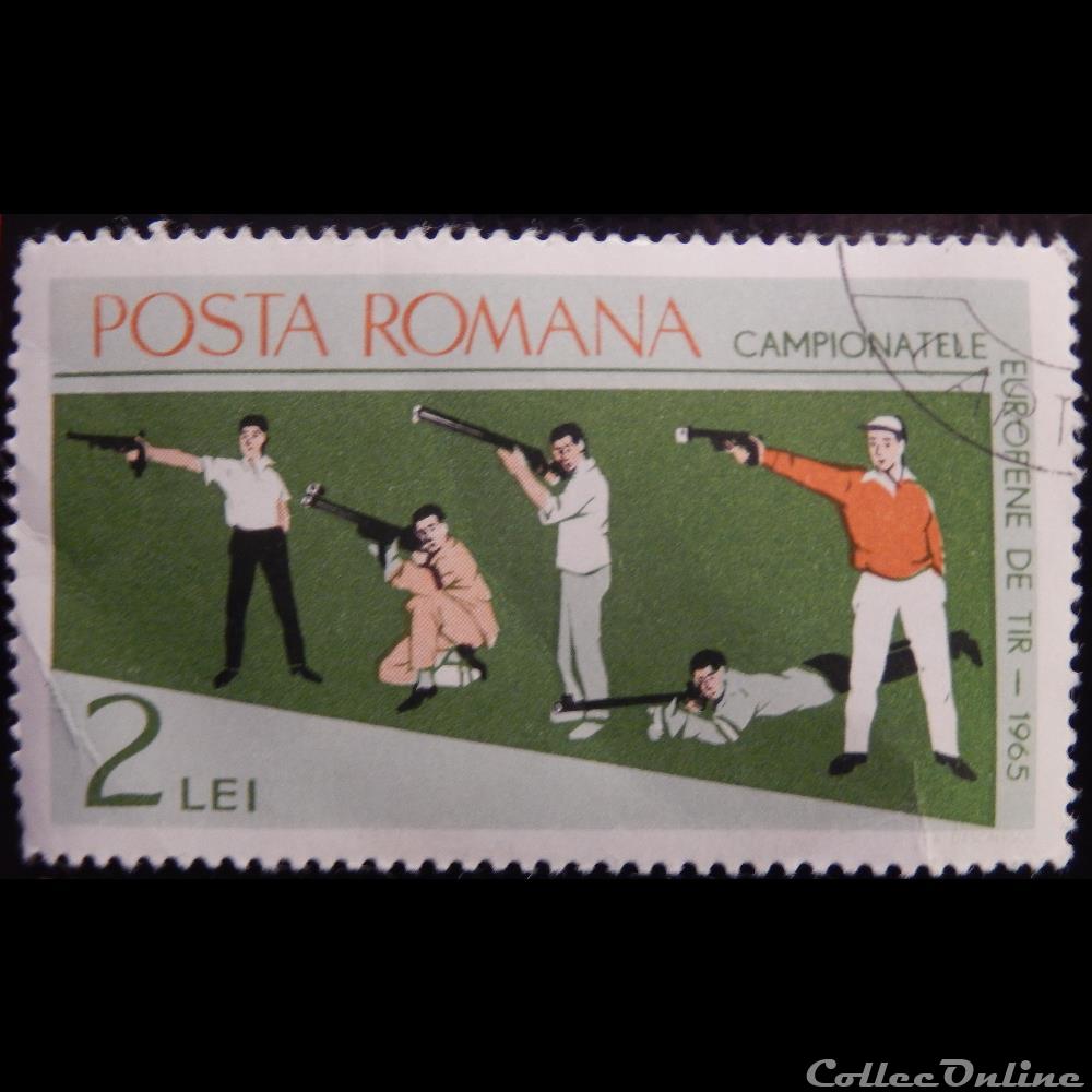 timbre roumanie 02131 championnat europe de tir 2 lei de 1965