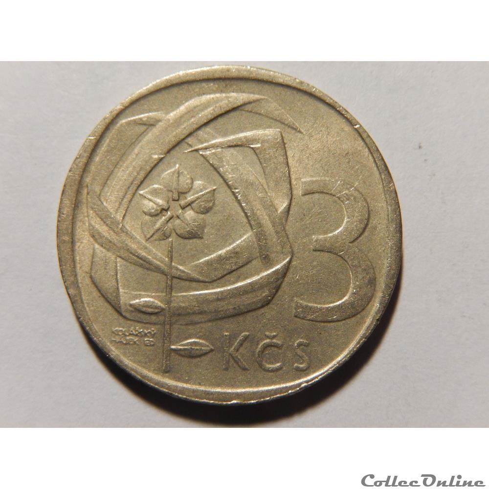 Tchécoslovaquie, 3 koruny de 1968 monnaie monde republique tcheque tchecoslovaquie 3 koruny de 1968