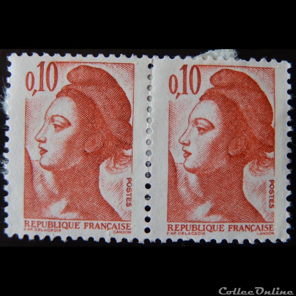 02179 La République, type Liberté - 0F10 rouge brun de 1982 2 timbre france 02179 la republique type liberte 0f10 rouge brun de 1982