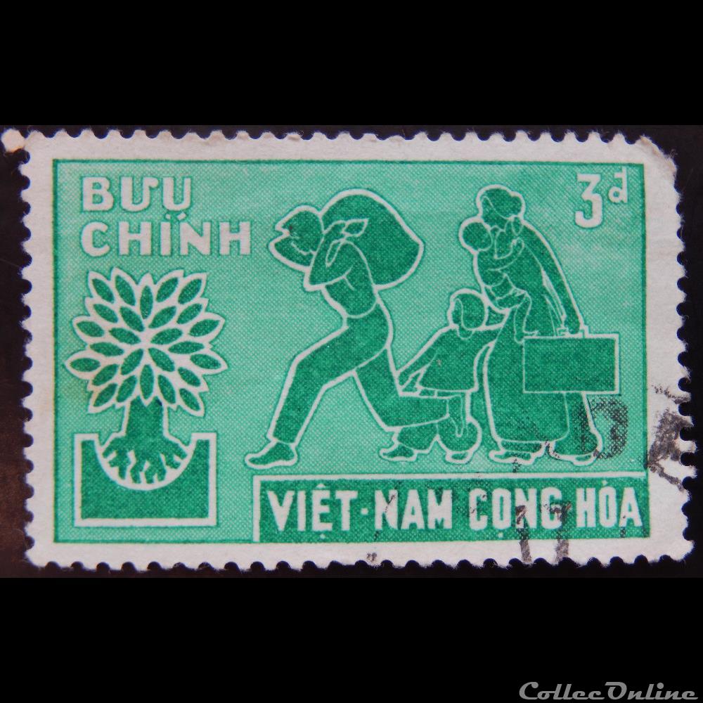 Viet-Nam 00135 année mondiale des réfugiés 3d de 1960 timbre asie viet nam 00135 annee mondiale des refugies 3d de 1960