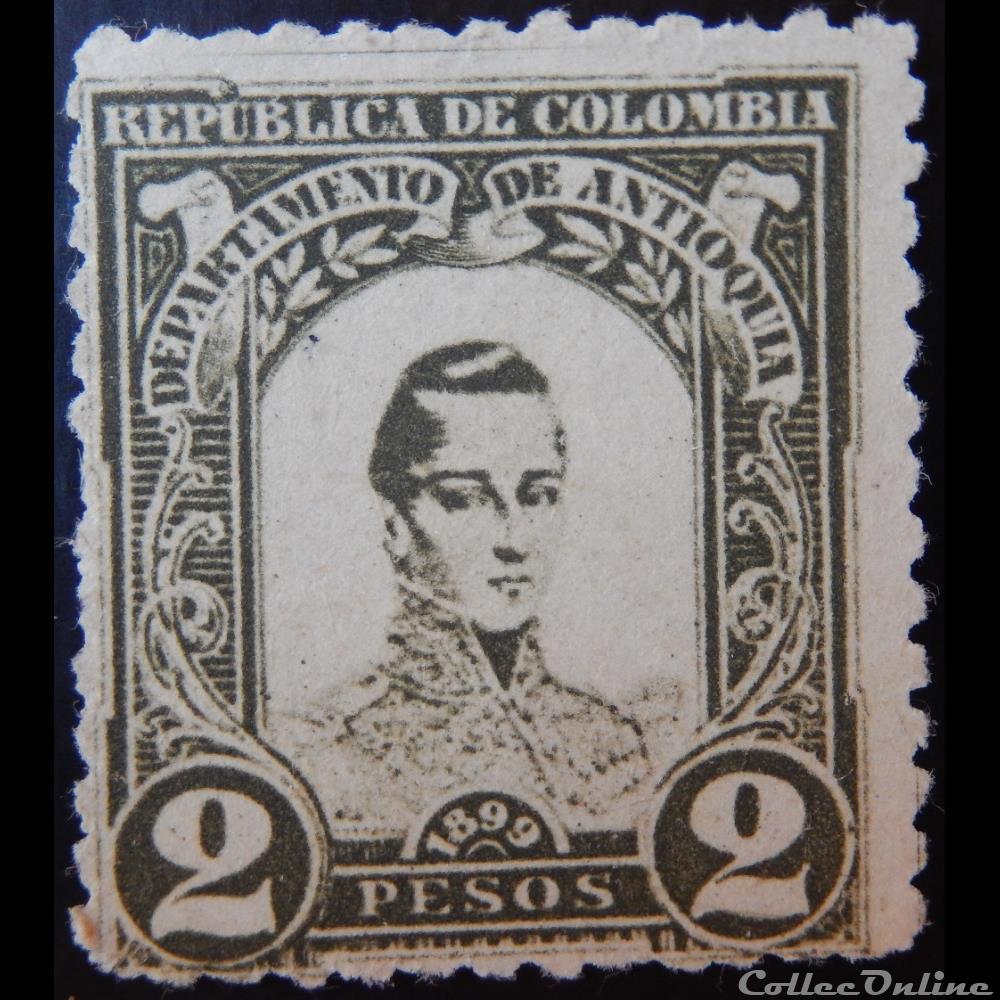 timbre amerique colombie 00110 general cordoba 2p de 1899