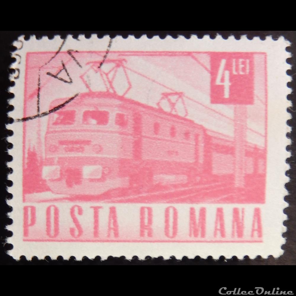Roumanie 02364 train électrique 4 Lei de 1968 timbre europe roumanie 02364 train electrique 4 lei de 1968