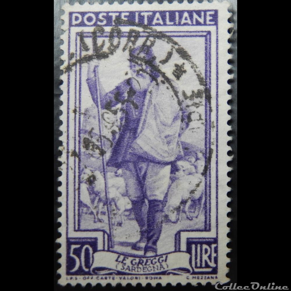 Italie 00585 Sardaigne, le berger 50 lires de 1950 timbre europe italie 00585 sardaigne le berger 50 lires de 1950