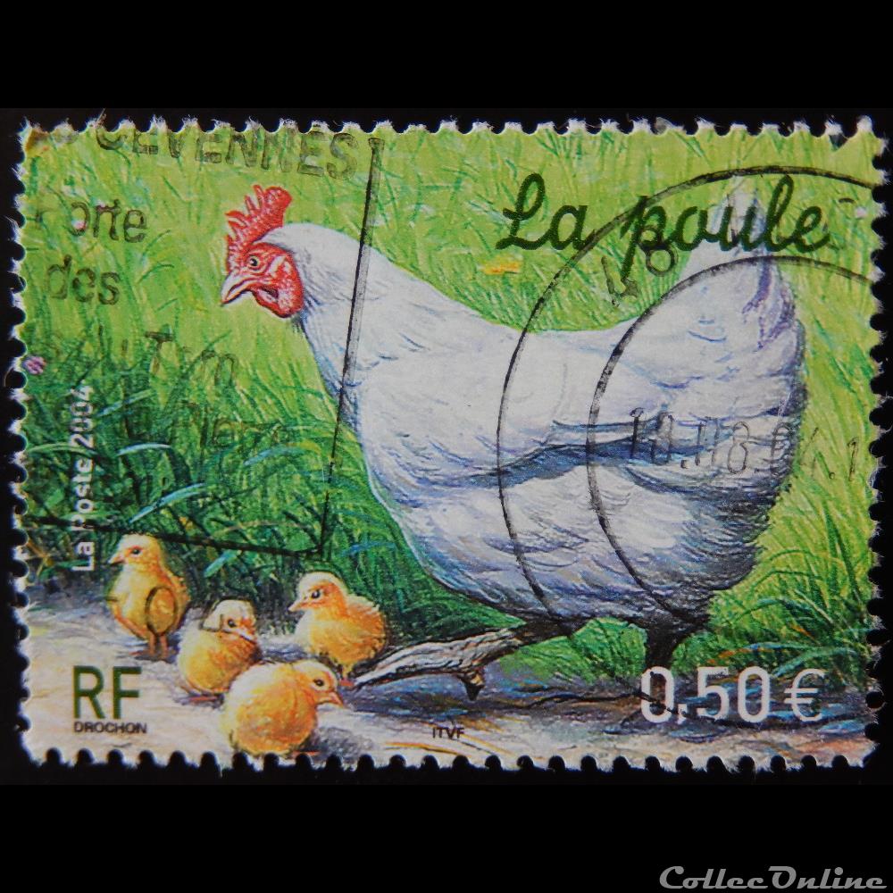 03663 Les animaux de la ferme La poule 0.50€ timbre france 03663 les animaux de la ferme la poule 0 50