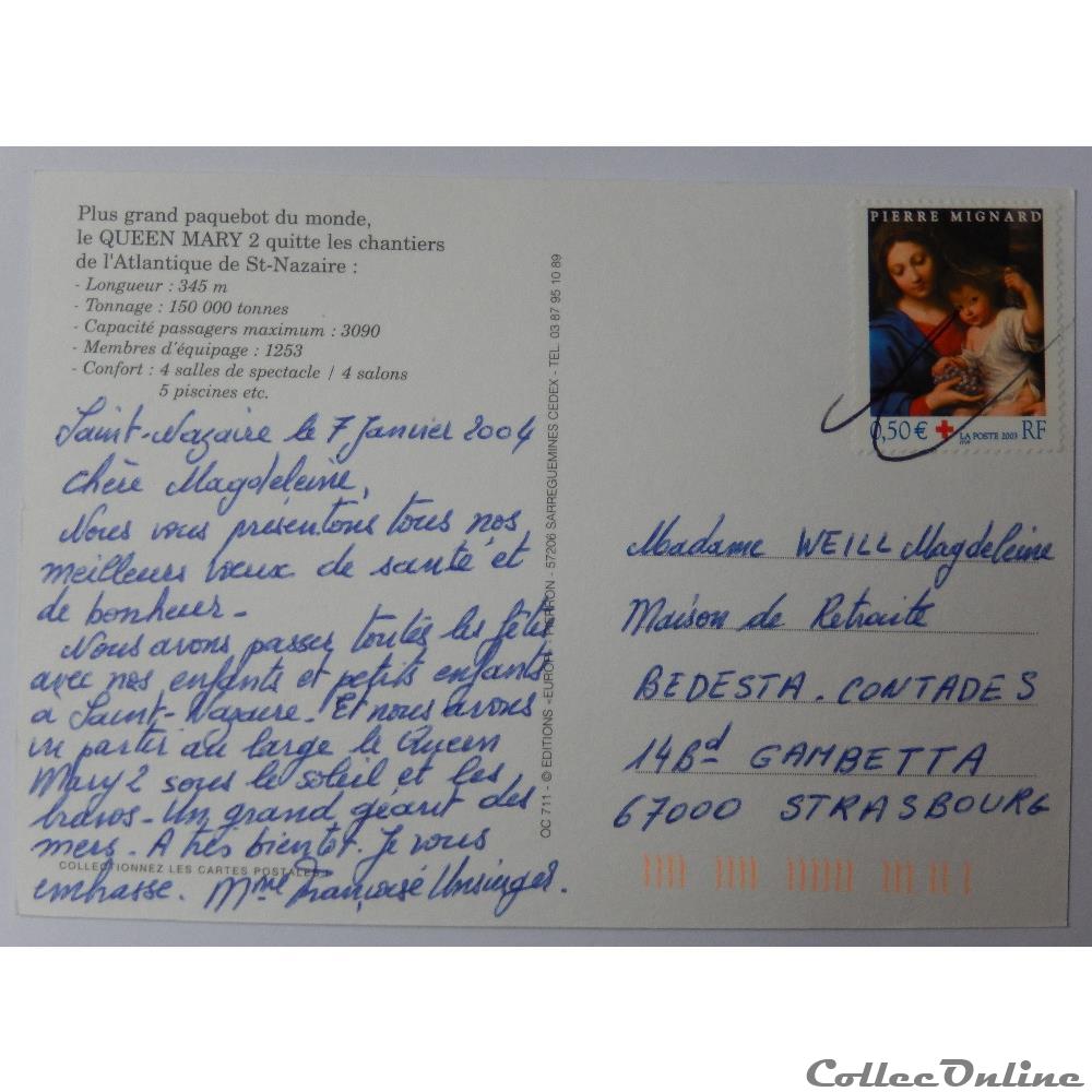 carte postale france pay cp de loire atlantique saint nazaire le queen mary ii