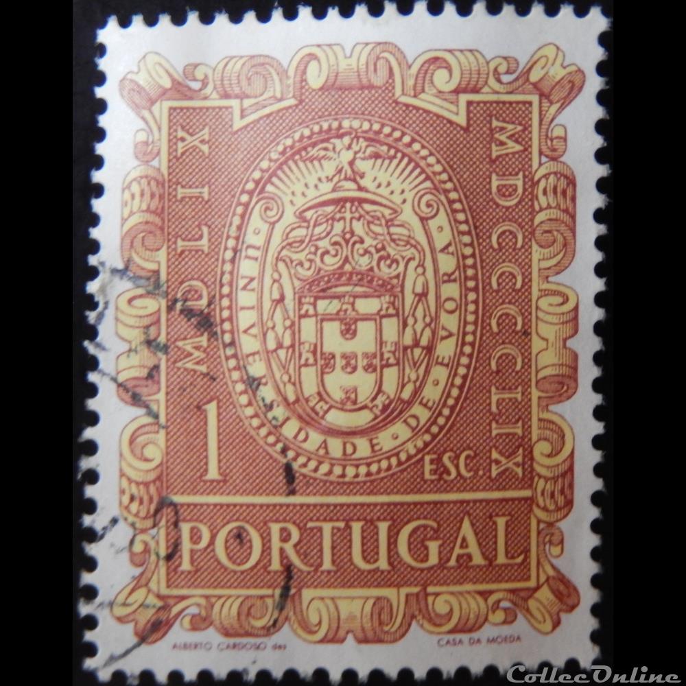 Portugal 00871 sceau de l'université d'Evora 1$ de 1960 timbre europe portugal 00871 sceau de universite evora 1 de 1960