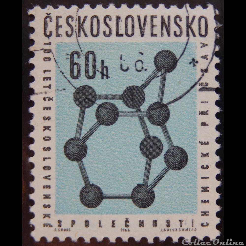 Tchécoslovaquie 01499 schéma de molécules 60 h de 1966 timbre europe republique tcheque tchecoslovaquie 01499 schema de molecules 60 h de 1966