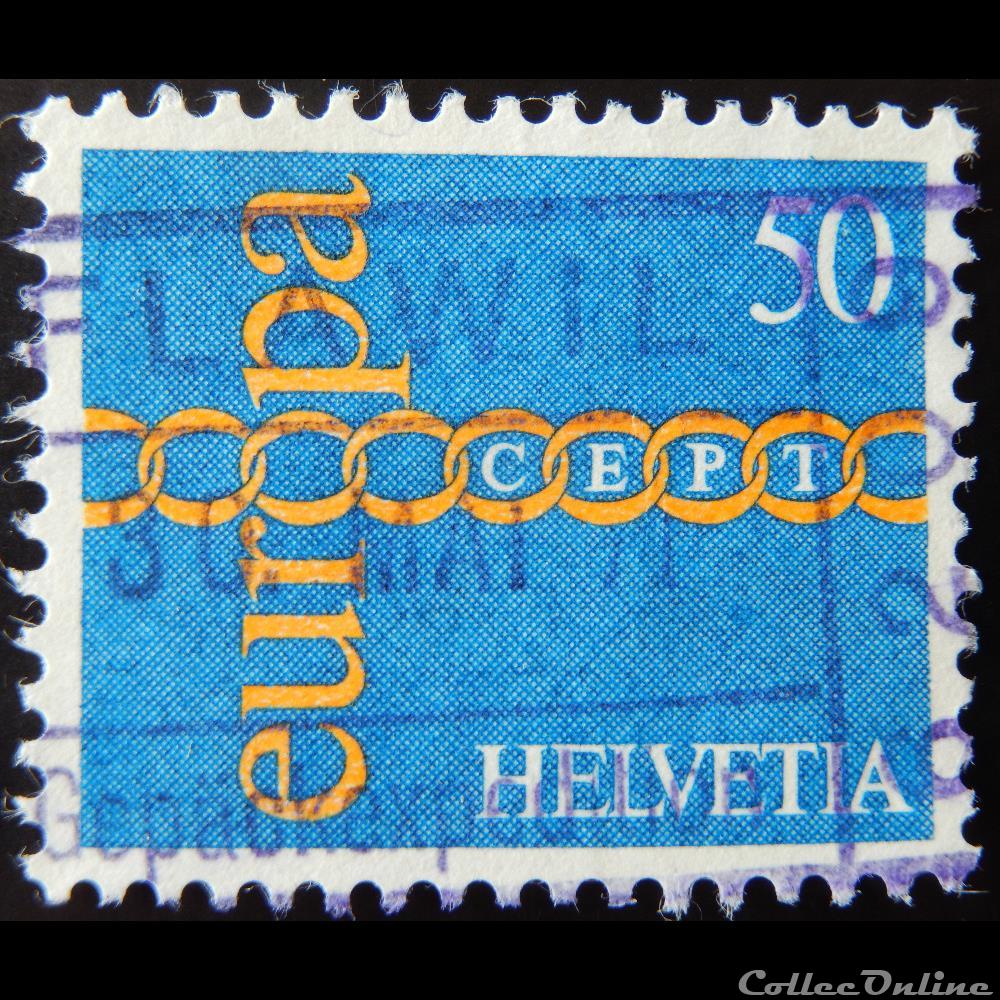 Suisse 00883 Fraternité et coopération symbolisée par une chaîne 50cts de 1971 timbre europe suisse 00883 fraternite et cooperation symbolisee par une chaine 50cts de 1971