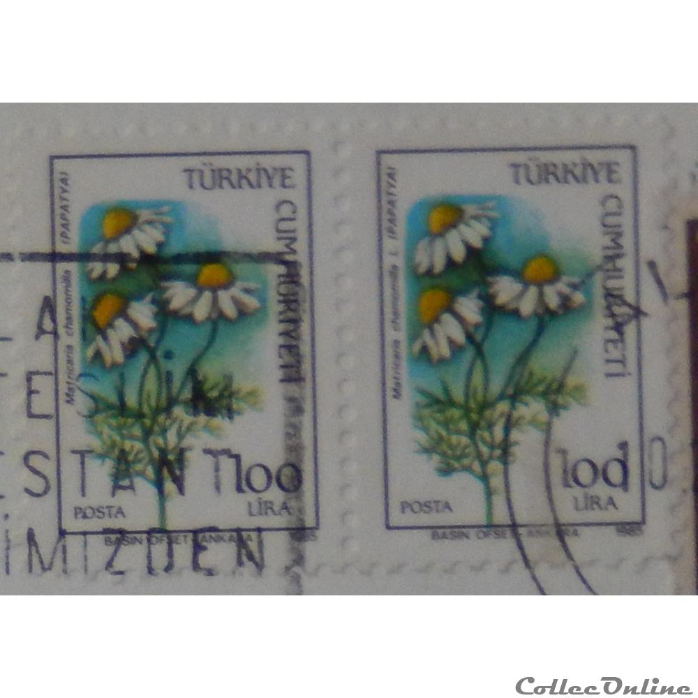 timbre asie turquie 02473 fleur camomille 100l de 1985