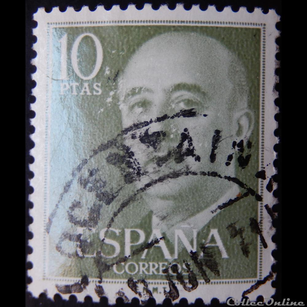 Espagne 00869 général Francisco Franco 10Ptas de 1955 5 timbre europe espagne 00869 general francisco franco 10ptas de 1955