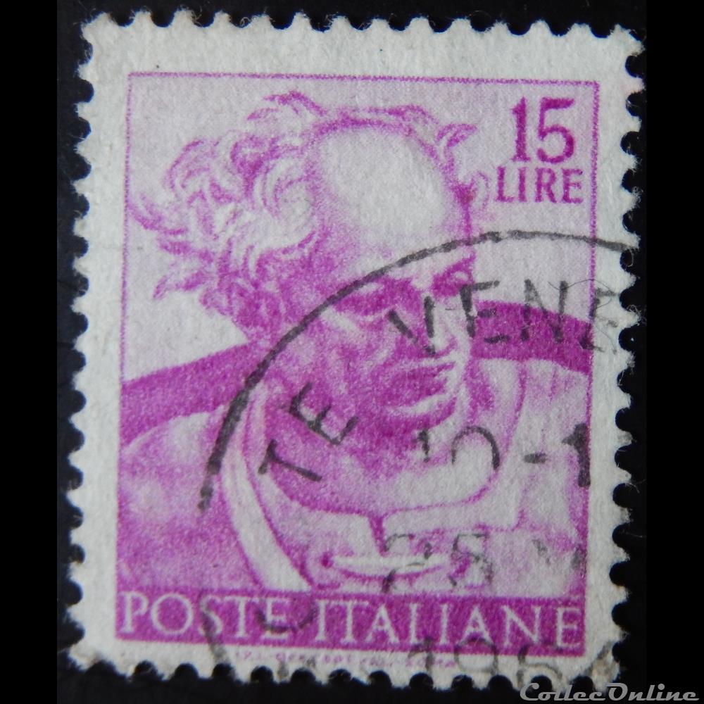 timbre europe italie 00829 fresque de michelangelo 15 lires de 1961