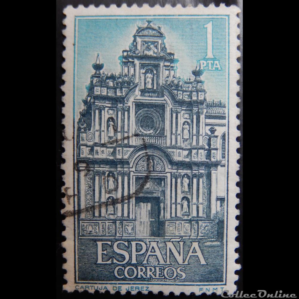 Espagne 01422 monastère 1Pta de 1966 timbre europe espagne 01422 monastere 1pta de 1966