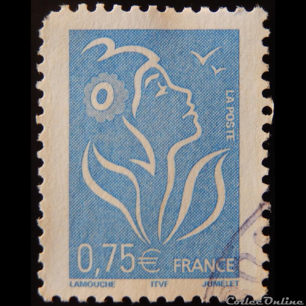03737 La Marianne de Lamouche bleu ciel 0.75 € timbre france 03737 la marianne de lamouche bleu ciel 0 75