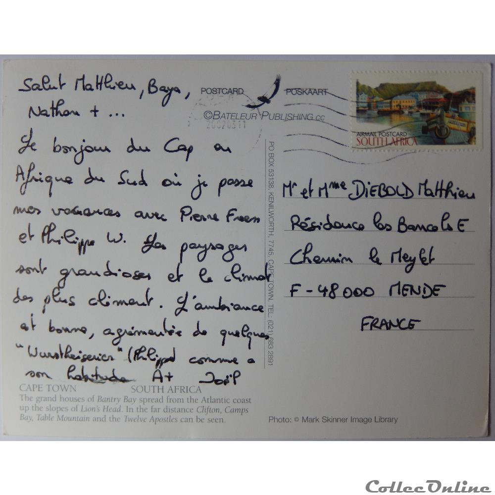 CP d'Afrique du Sud, Cape town carte postale poitou charente cp afrique du sud cape town