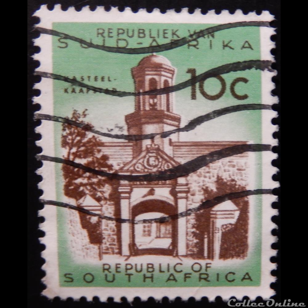 timbre afrique du sud 00256 entree du chateau de cap town 10c de 1961