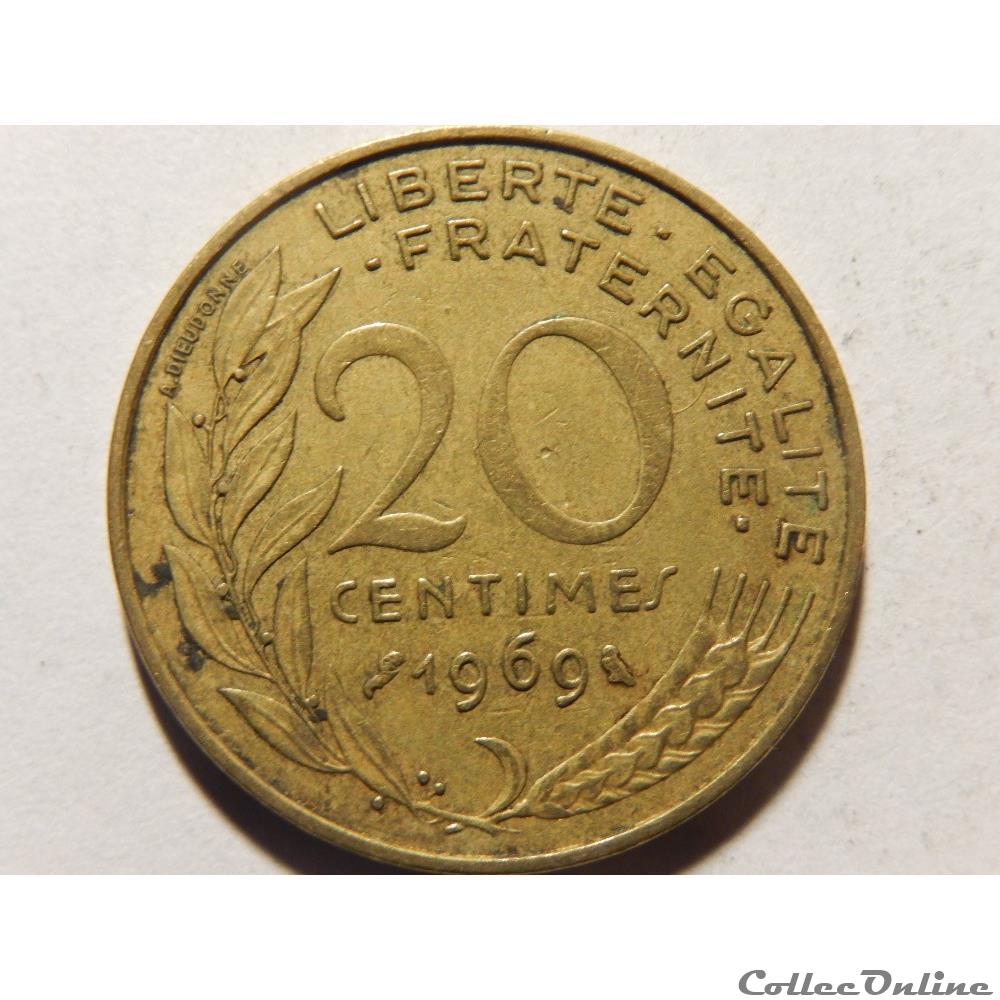 monnaie france moderne 20 centimes marianne 1969