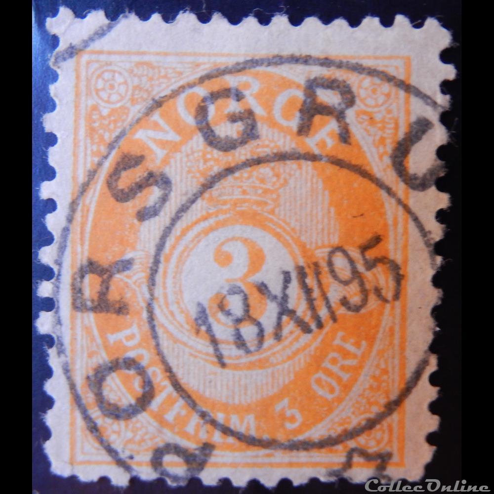 Norvège 00037 chiffre 3ore de 1889 timbre europe norvege 00037 chiffre 3ore de 1889