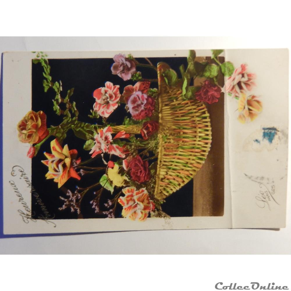 CPA d'heureux anniversaire avec un bouquet de fleurs. carte postale alsace cpa heureux anniversaire avec un bouquet de fleurs