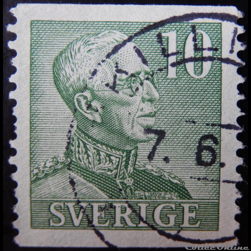 Suède 00334 roi Gustave V 10öre de 1948 timbre europe suede 00334 roi gustave v 10ore de 1948