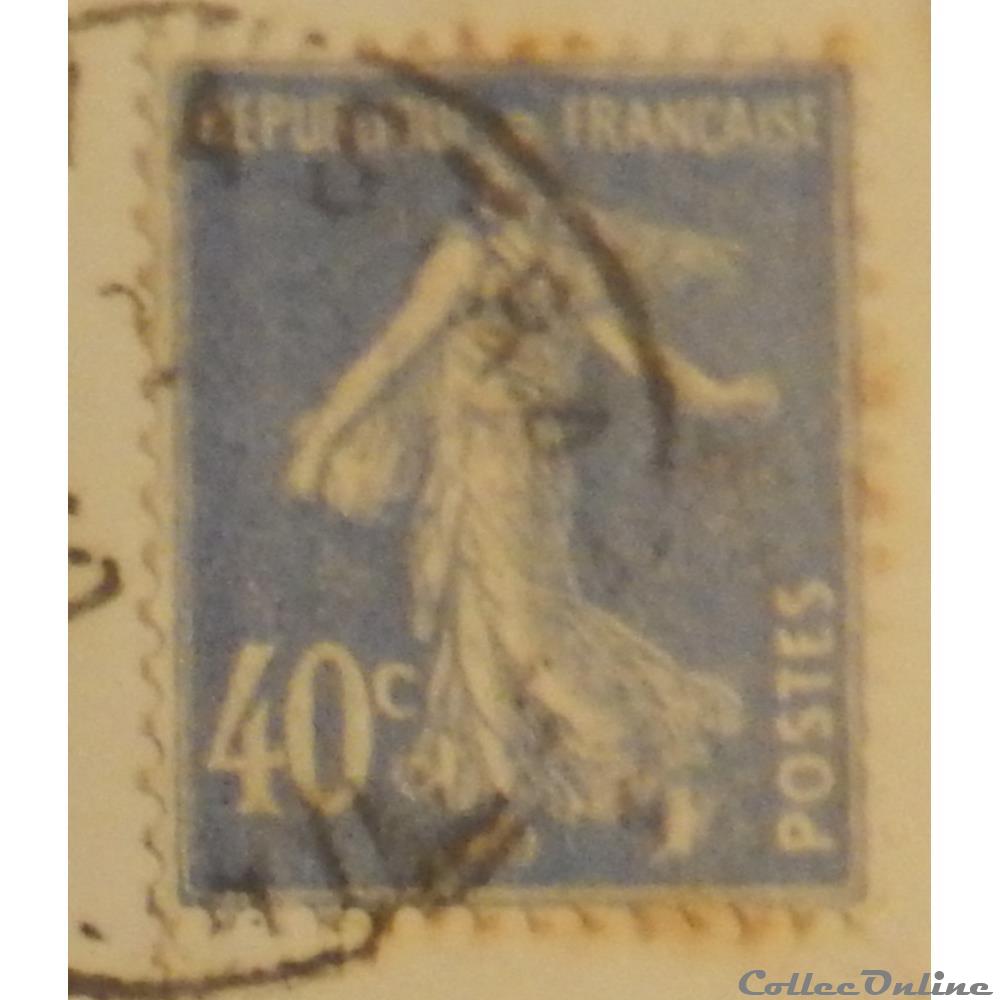 timbre france 00237 semeuse fond plein 3eme serie 40c outremer de 1928