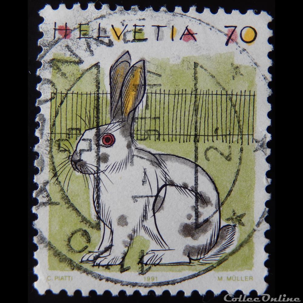 Suisse 01364 Lapin 70cts de 1991 timbre europe suisse 01364 lapin 70cts de 1991