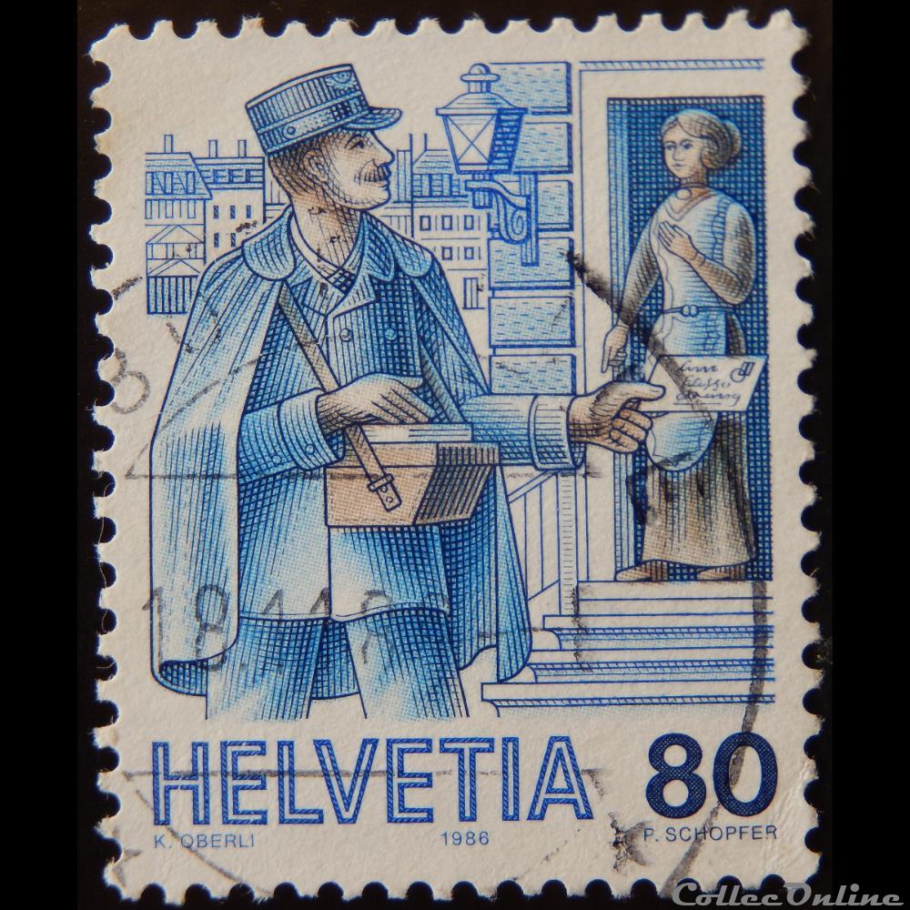 timbre europe suisse 01254a postier de ville 1900 80cts de 1986