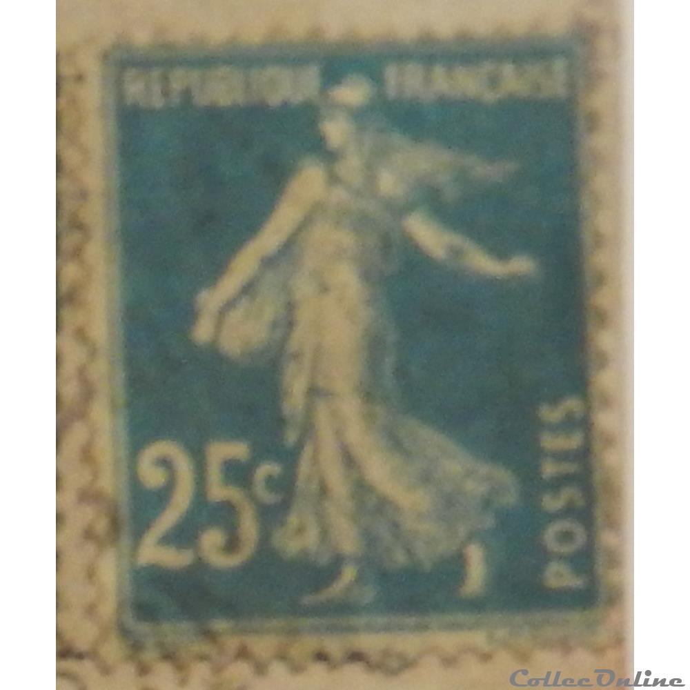 00140 Semeuse camée 25c bleu de 1907 3 timbre france 00140 semeuse camee 25c bleu de 1907
