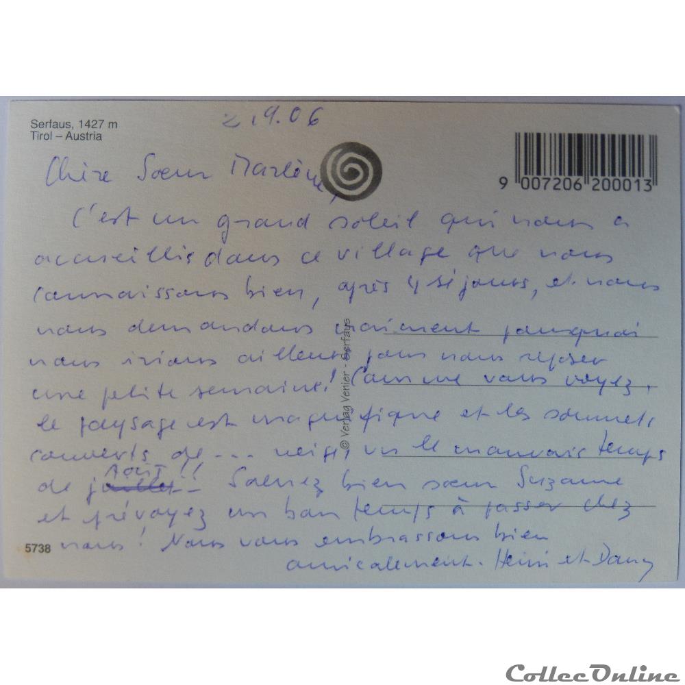 carte postale europe lorraine cp autriche tirol serfaus