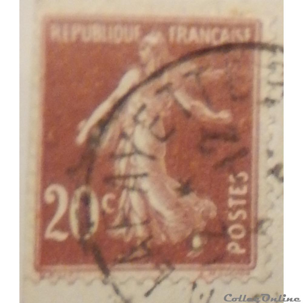 timbre france 00139 semeuse camee 20c brun rouge de 1907