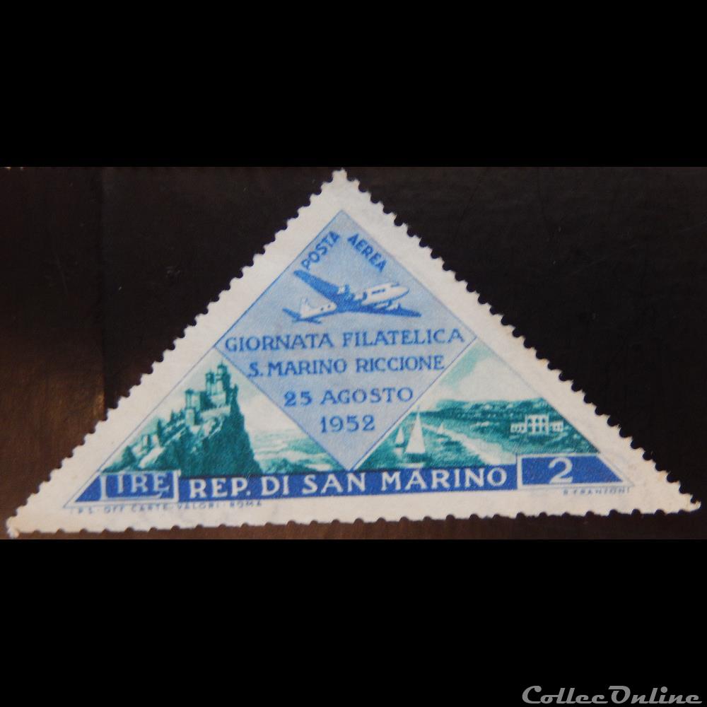 timbre europe saint marin pa0093 vues de saint marin et riccione 2l de 1952
