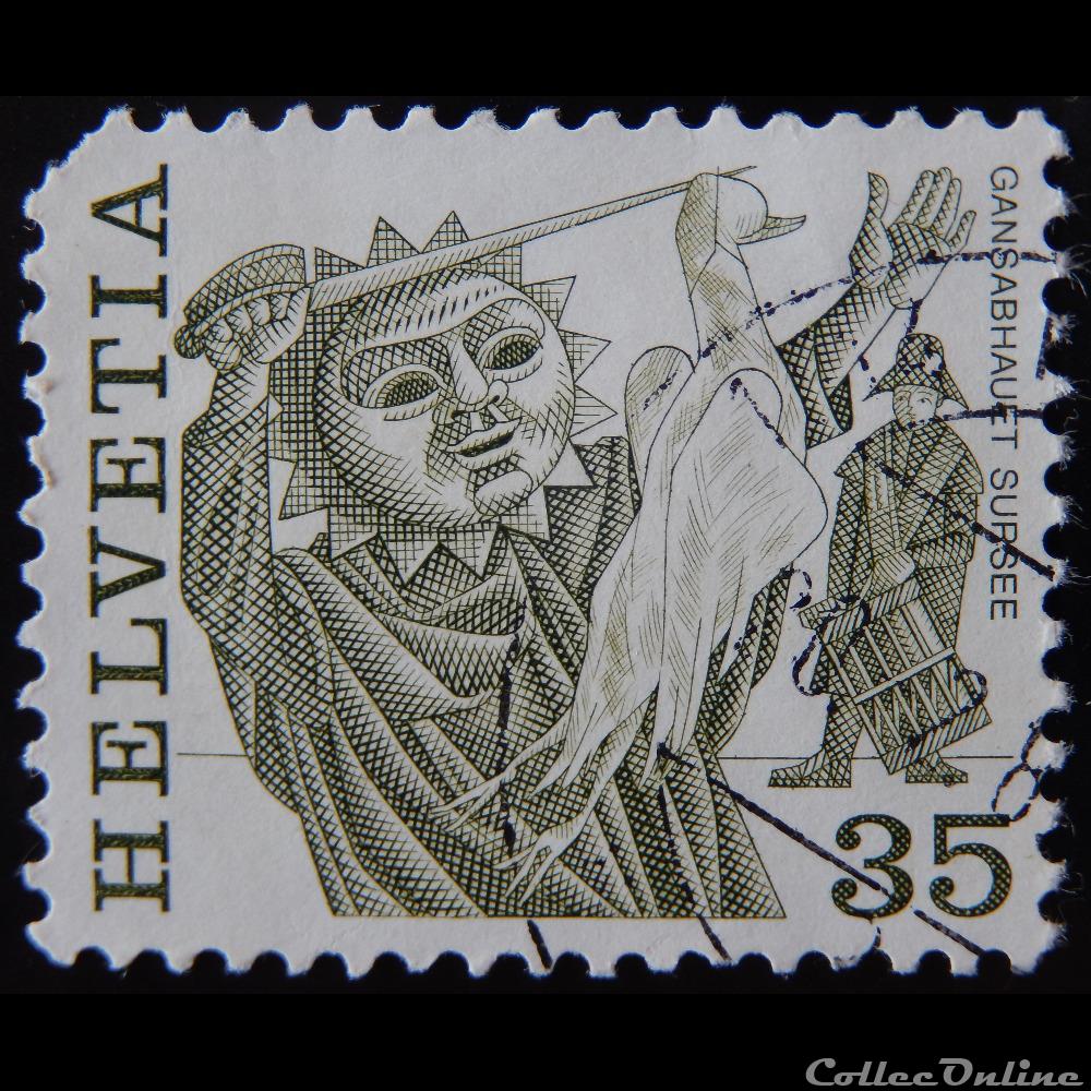 Suisse 01036 coutumes populaires 35cts de 1977 timbre europe suisse 01036 coutumes populaires 35cts de 1977