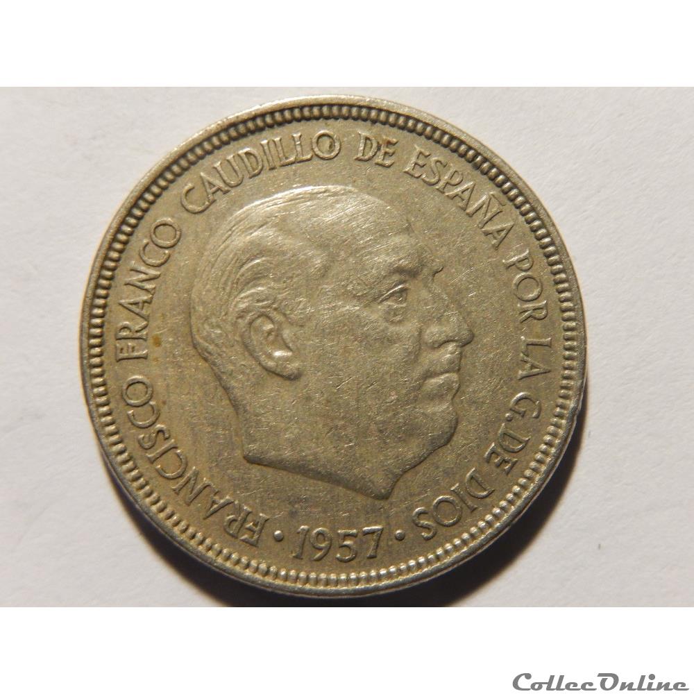 monnaie monde espagne 5 pesetas de 1957