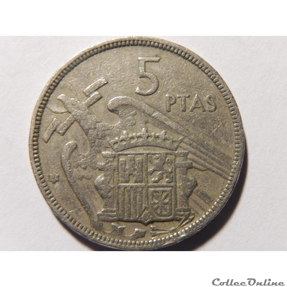 Espagne, 5 pesetas de 1957 monnaie monde espagne 5 pesetas de 1957